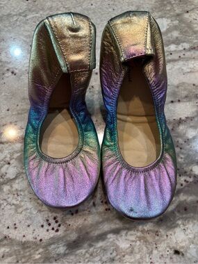 Iridescent Metallic Ballet Flats - Women's Multi-Color